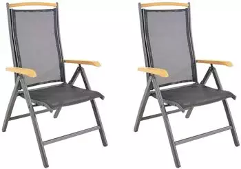 Lesli Living Monza Hochlehner-Klappsessel 2er-Set, schwarz (41823)