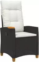 vidaXL Liegestuhl mit Teeteller Schwarz und Cremewei&szlig; Poly-Rattan