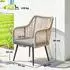 Outsunny Gartenstuhl-Set 2er mit Armlehne und Sitzkissen, hellgrau, Metallrahmen