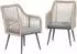 Outsunny Gartenstuhl-Set 2er mit Armlehne und Sitzkissen, hellgrau, Metallrahmen