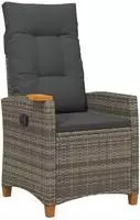 vidaXL Liegestuhl mit Teeteller Grau und Dunkelgrau Poly-Rattan