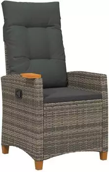 vidaXL Liegestuhl mit Teeteller Poly-Rattan, grau/dunkelgrau (42026807)