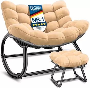 Kesser Schaukelstuhl mit Fußstütze, ergonomisch, beige (33772)