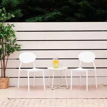 Homestyle4u Gartenstuhl 4er-Set stapelbar, wei&szlig;, Kunststoff (2452)