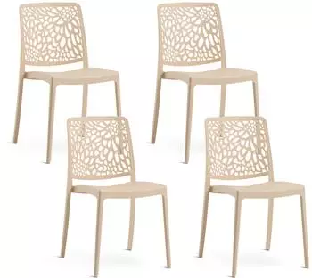 Temu Sole stapelbare Gartenstühle, Polypropylen mit Glasfaser, creme (4er-Set)