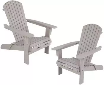 Costway Adirondack Klappstuhl 2er-Set, Holz, grau, bis 180kg