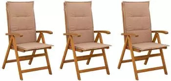 vidaXL Liegest&uuml;hle 3er-Set, Akazienholz massiv (42041436)