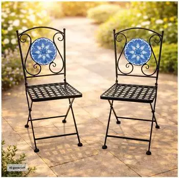 HTI-Living Marocco Gartenst&uuml;hle 2er-Set, blau, Metall