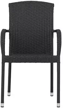 ebuy24 Anita Gartenstuhl Polyrattan stapelbar, schwarz