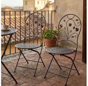 Harms Klappstuhl Gartenstuhl, Stahl bronzefarben, 2er-Set (H 94cm)