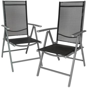 TecTake 2 Aluminium Gartenstühle schwarz/anthrazit