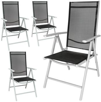 TecTake 4 Aluminium Gartenstühle schwarz/silber (TT401632)