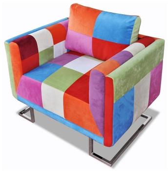 vidaXL W&uuml;rfel-Sessel Patchwork-Design Stoff (240895)