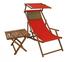 Erst-Holz 10-308 T S KD Liegestuhl dunkel mit Kissen, Sonnendach und Tisch