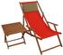 Erst-Holz Liegestuhl Gartenliege rot Kissen Tisch Deckchair Buche Sonnenliege Sonnenstuhl 10-308 T KD