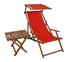 Erst-Holz Strandstuhl Gartenstuhl rot Sonnenliege Deckchair Buche dunkel Sonnendach Tisch 10-308 S T