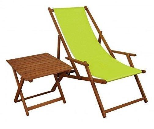 Erst-Holz Gartenliege pistazie Sonnenliege Strandstuhl Relaxliege Tisch Buche dunkel klappbar 10-306 T