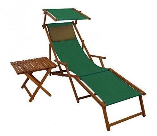 Erst-Holz Sonnenliege grün Liegestuhl Fußteil Sonnendach Tisch Kissen Gartenliege Deckchair 10-304 F S T KD