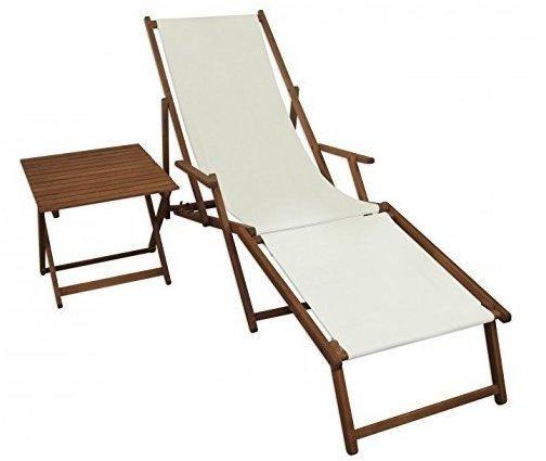 Erst-Holz Sonnenliege weiß Liegestuhl Fußteil Tisch Gartenliege Deckchair Strandstuhl Gartenmöbel 10-303 F T