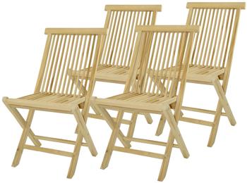Divero Stuhl Teak Holz 4er Set klappbar Stühle massiv Holzstuhl Gartenstuhl