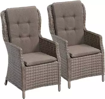 MERXX Gartenstuhl Riviera, (2er Set), Polyrattan, natur, inkl. Auflage natur 2 St&uuml;hle