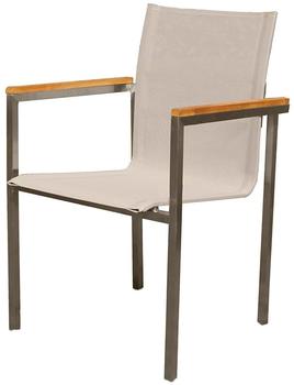 Outflexx Stapelsessel taupe Armlehnen Teak 62x56x88cm braun (WF-Y5092T)