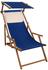 Erst-Holz Liegestuhl blau Buche dunkel Gartenliege Strandstuhl Sonnendach Kissen klappbar 10-307 S KH