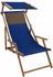 Erst-Holz Liegestuhl blau Buche dunkel Gartenliege Strandstuhl Sonnendach Kissen klappbar 10-307 S KD