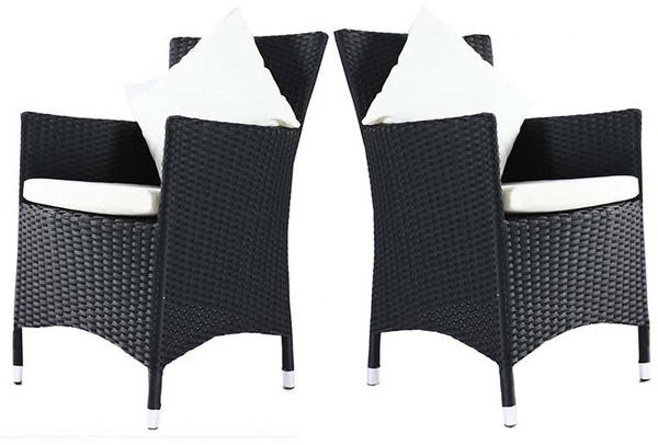 Outflexx 2er Set Sessel schwarz Polyrattan inkl. Kissen + Polster grau (2x2035)