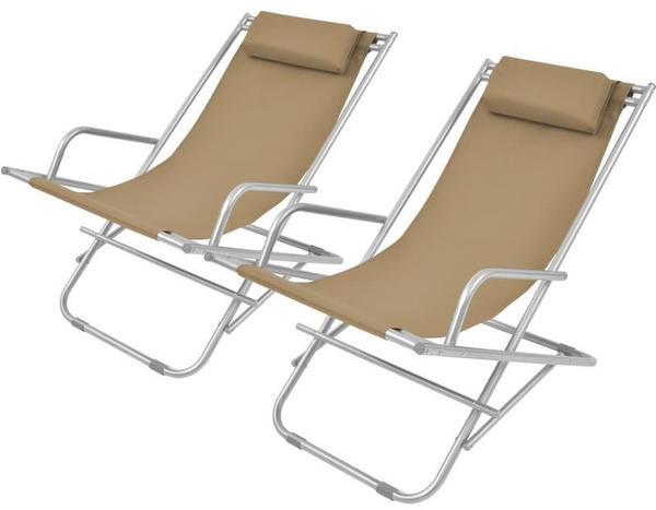 vidaXL Deck chairs 2 units steel taupe