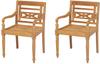 vidaXL Batavia Chairs 2 pcs Solid Teak Wood