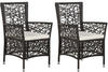 vidaXL 2 Garden chairs with 2 cushions synthetic brown rattan