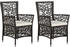 vidaXL 2 Garden chairs with 2 cushions synthetic brown rattan