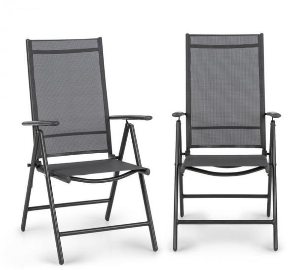 Blumfeldt Almeria Folding Chair Set of 2 59.5 x 107 x 68 cm Comfort Mesh anthracita