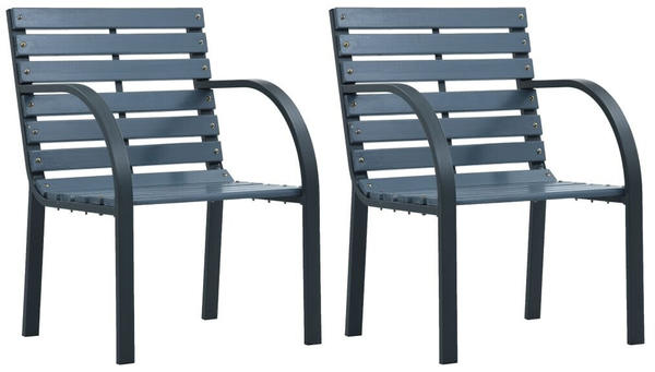 vidaXL Garden Chairs in Grey Wood (2 Pieces)