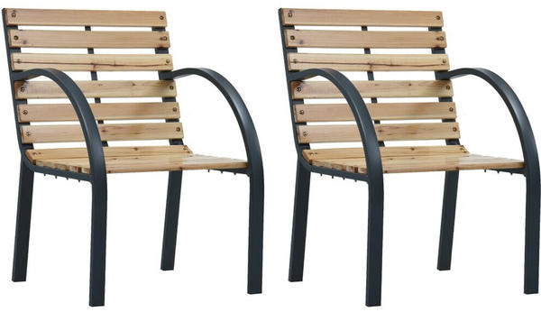 vidaXL Garden Chairs Wood/Grey (2 Pieces)