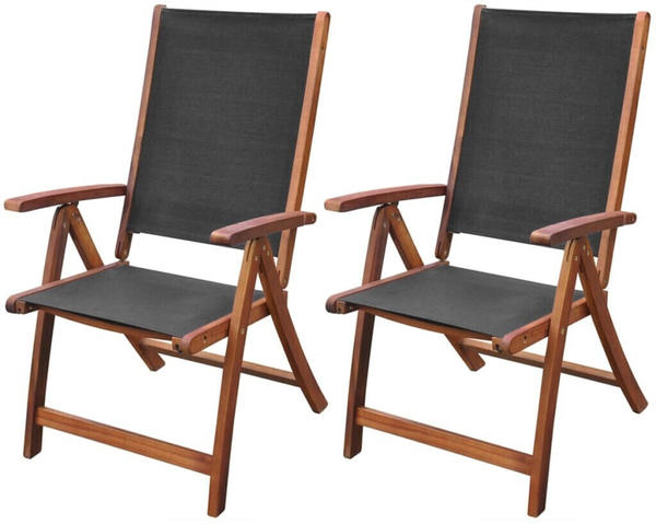 vidaXL Foldable Chair Acacia Wood/Textilene 2 Pieces
