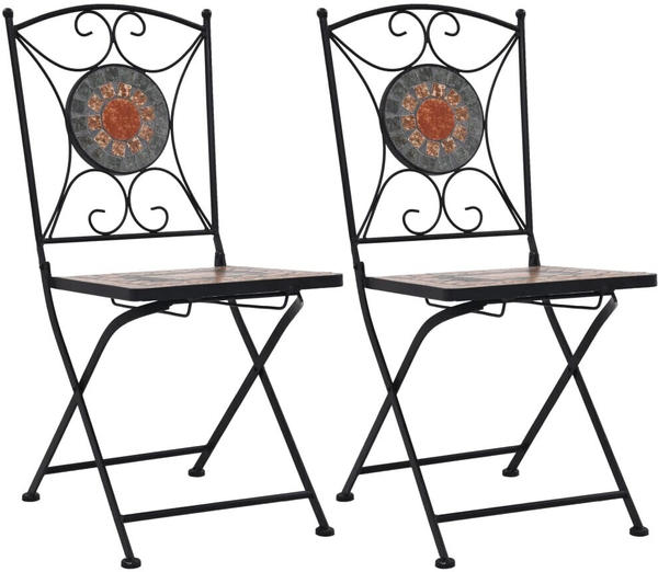 vidaXL Bistro Chair Mosaic 2 Pieces Orange/Grey
