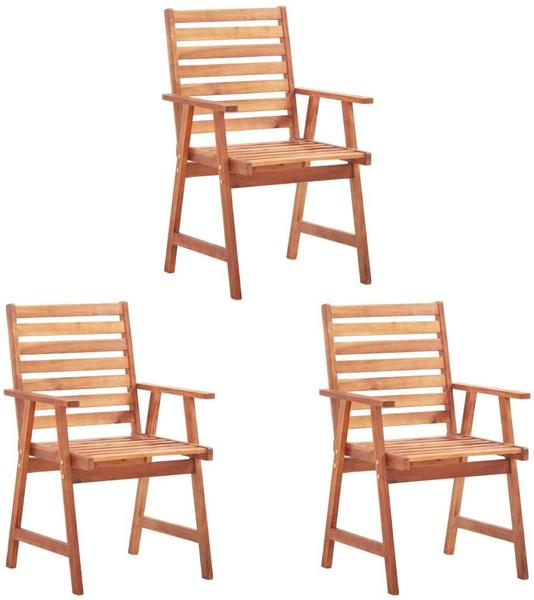 vidaXL Solid Acacia Outdoor Dinning Chairs - 3pcs