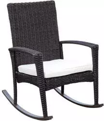Outsunny Polyrattan Schaukelstuhl mit Kissen braun/cremeweiß