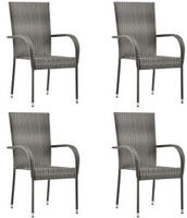 vidaXL Gartenst&uuml;hle Stapelbar 4 Stk. Grau Poly Rattan