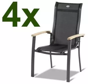 Hartman Alice 4er-Set xerix/schwarz Teak-Armlehnen anthrazit (13789)