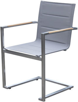 Outflexx Freischwinger silber Armlehnen Teakholz silber (WF-Y5090S)