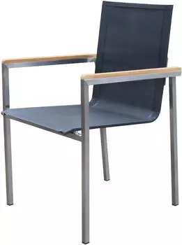 Outflexx Gartensessel schwarz Armlehnen Teak schwarz (WF-Y5092B)