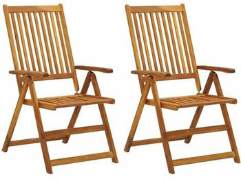 vidaXL Solid Acacia Reclining Garden Chairs - 2pcs