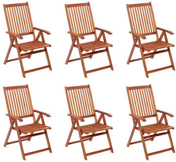 vidaXL Solid Acacia Reclining Garden Chairs - 6pcs