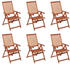 vidaXL Solid Acacia Reclining Garden Chairs - 6pcs