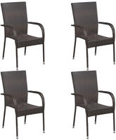 vidaXL Stapelbare Gartenst&uuml;hle 4 Stk. Poly Rattan Braun