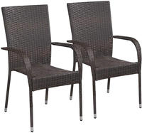 vidaXL Stapelbare Gartenst&uuml;hle 2 Stk. Poly Rattan Braun