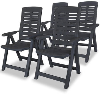 vidaXL Reclining Garden Chairs Plastic Anthracite - Grey (4pcs)
